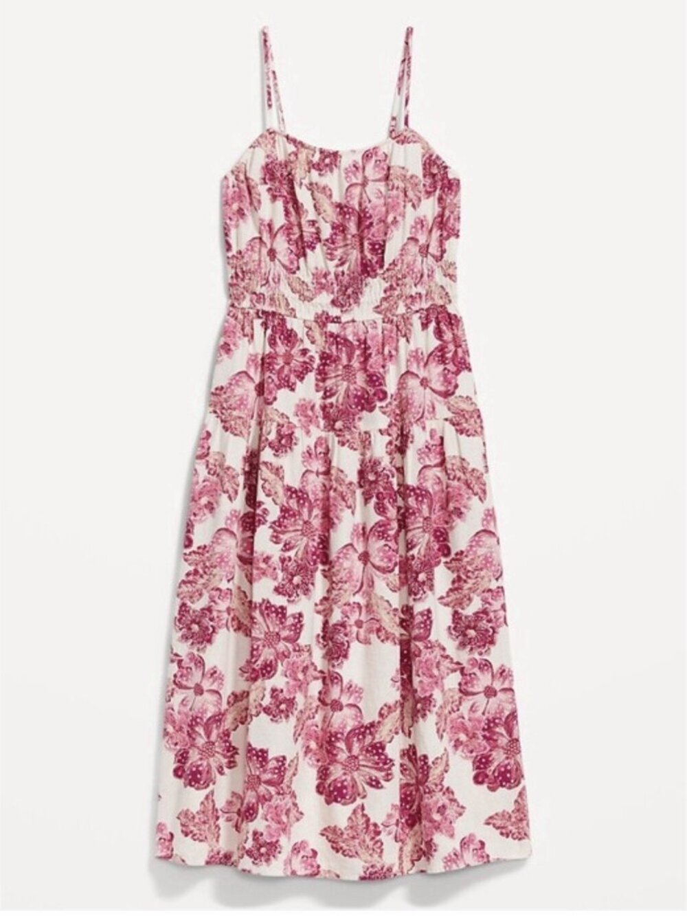 Old Navy Dress Plus Size 3X Pink Floral Maxi Fit & Flare Linen Blend Sleeveless